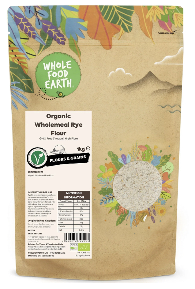 Wholefood Earth Organic Wholemeal Rye Flour 1kg RRP 6.75 CLEARANCE XL 4.99
