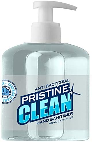 Pristine Clean Hand Sanitiser Gel with Pump Dispenser 500ml 70% Alcohol RRP 1.39 CLEARANCE XL 99p
