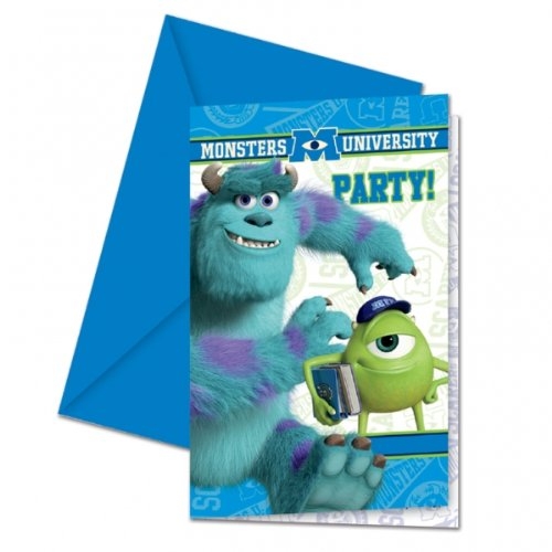 Disney Pixar Monsters University Inc 6 Pack Party Invitation Cards & Envelopes RRP 2.99 CLEARANCE XL 1.50