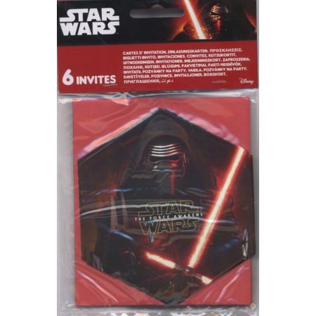 Disney Star Wars The Force Awakens 6 Invitation Cards & Envelopes RRP 2.99 CLEARANCE XL 1.50