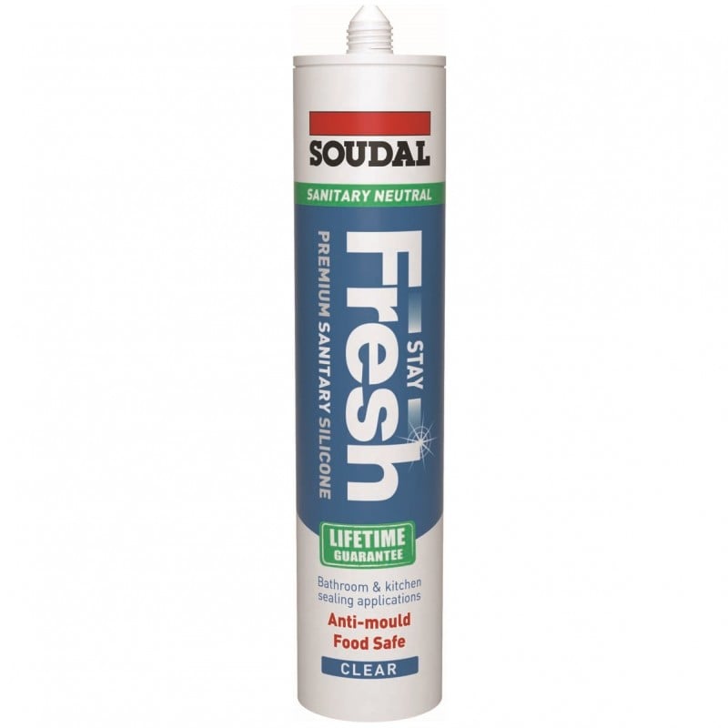 Soudal Stay Fresh Bathroom Kitchen Neutral Silicone Sealant Clear RRP 11.88 CLEARANCE XL 2.99 or 2 for 5