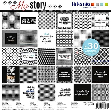Artemio My Story 11002451 Pad of 30 x 2 Sheets 30 x 30 cm RRP 12.19 CLEARANCE XL 8.99