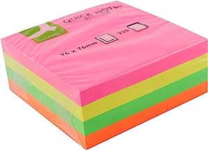 Q-Connect 75x75mm Quick Note Cube - Neon Colours RRP 3.69 CLEARANCE XL 1.99