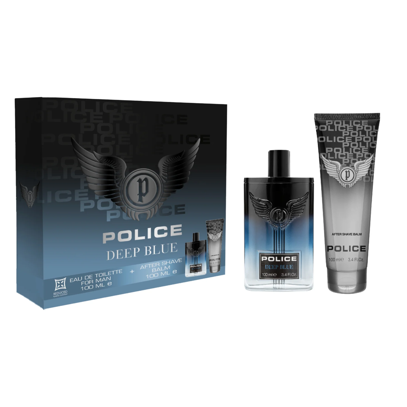 Police Deep Blue Natural Spray & After Shave Balm 100ml Gift Set RRP 35 CLEARANCE XL 29.99
