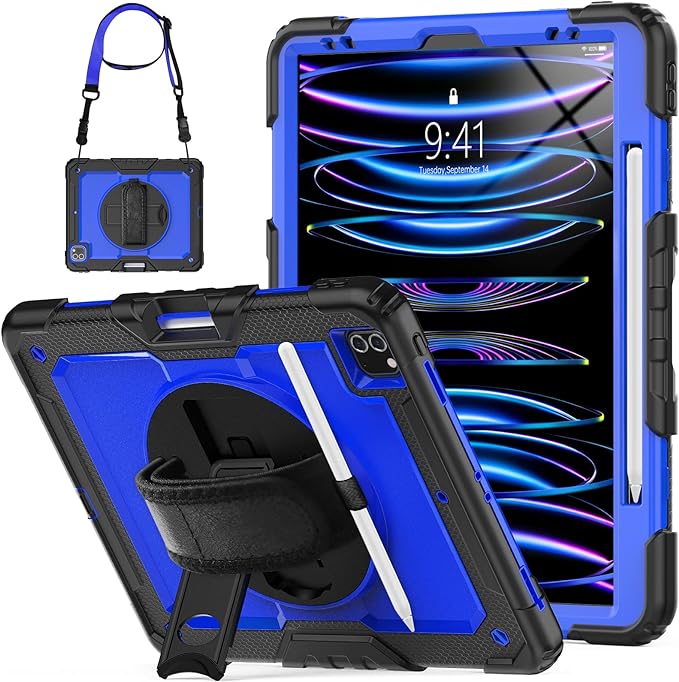 iPad Pro 12.9 Inch Case Dark Blue & Black with Black Kickstand RRP 29.99 CLEARANCE XL 24.99