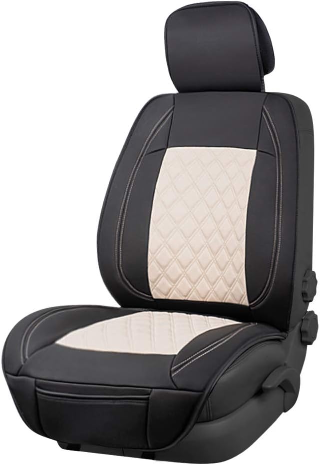 Amazon Basics Deluxe Sideless Universal Fit Leatherette Seat Cover Black & Beige RRP 66.71 CLEARANCE XL 39.99