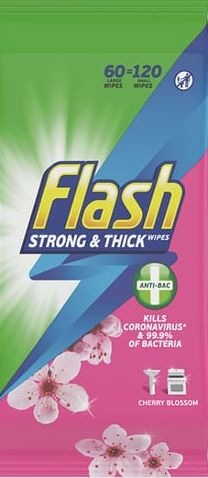Flash Strong & Thick Wipes Cherry Blossom 60 Pack RRP 5.48 CLEARANCE XL 3.99