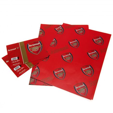 Arsenal FC Gift Wrap 2 Sheets 2 Tags 70x50cm RRP 2.99 CLEARANCE XL 1.99