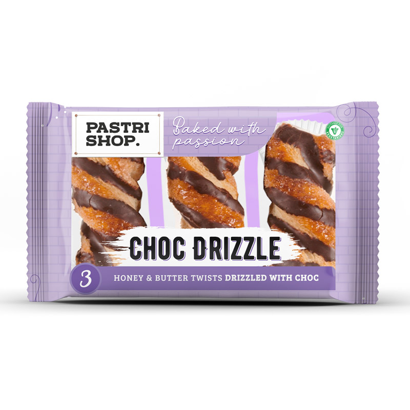 Pastri Shop Chocolate Drizzle Pastries (Dec 23 - Feb 24) RRP 1.49 CLEARANCE XL 89p or 2 for 1.50