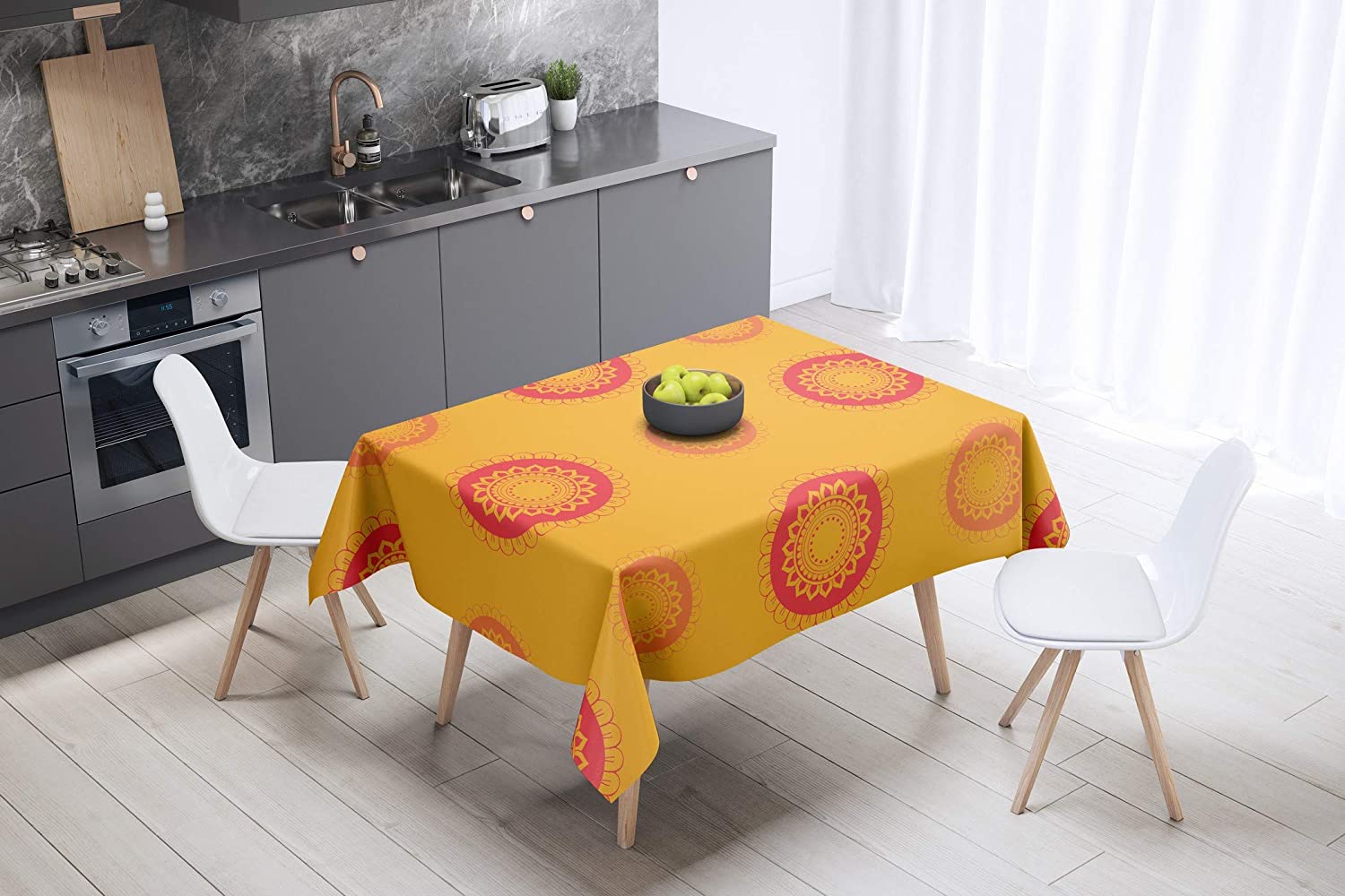 Bonamaison Sun Flower Design Orange Tablecloth 140cm x 140cm RRP 8.10 CLEARANCE XL 5.99