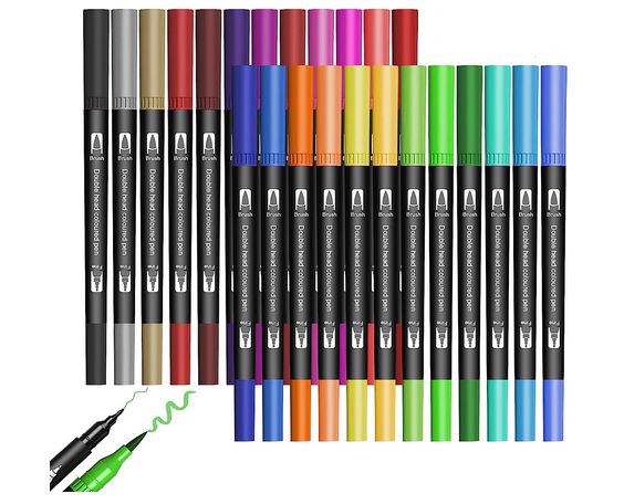 Jsdoin Dual Tip Brush Pens 24 Colours Felt Tip Pen Set RRP 5.99 CLEARANCE XL 3.99