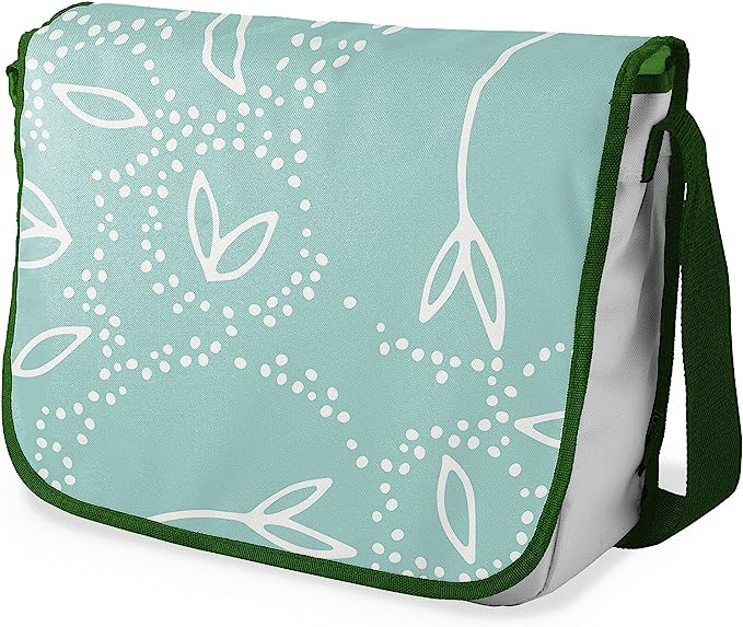 Bonamaison Flower Petal & Dot Pattern Messenger School Bag w/ Khaki Strap RRP 16.91 CLEARANCE XL 9.99