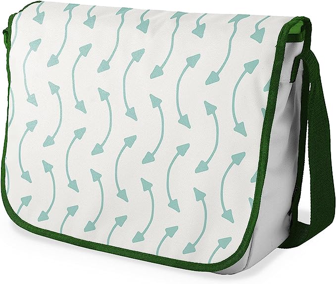 Bonamaison Green Arrows Pattern Messenger School Bag w/ Khaki Strap RRP 16.91 CLEARANCE XL 9.99