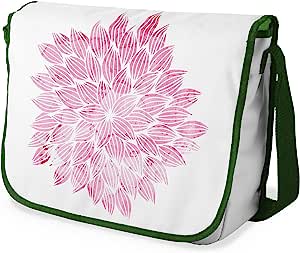 Bonamaison Pink Floral Stiped Pattern Messenger School Bag w/ Khaki Strap RRP 16.91 CLEARANCE XL 9.99