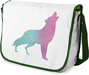 Bonamaison Blue & Purple Wolf Pattern Messenger School Bag w/ Khaki Strap RRP 16.91 CLEARANCE XL 9.99