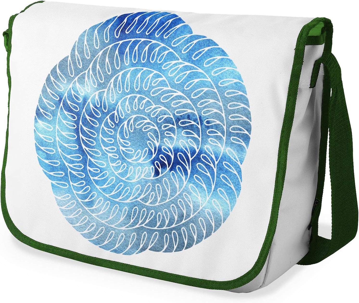 Bonamaison Blue Flower-esque Pattern Messenger School Bag w/ Khaki Strap RRP 16.91 CLEARANCE XL 9.99