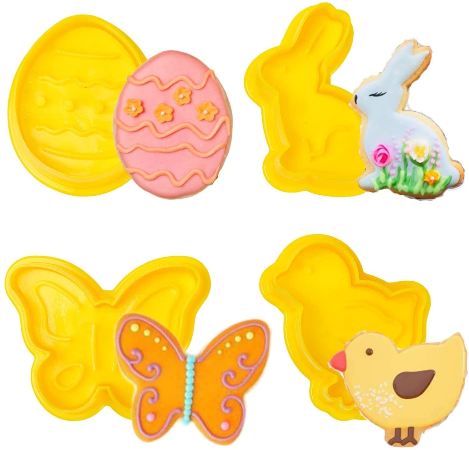 Keepaty 4pc Easter Cookie Cutter Set 3D Plastic Embosser RRP 5.99 CLEARANCE XL 2.99