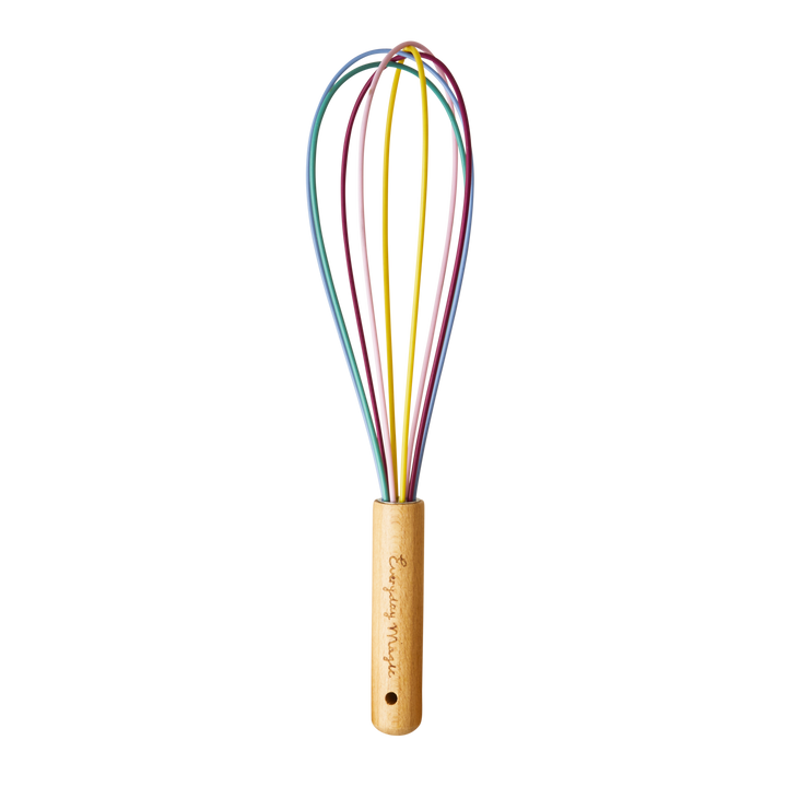 Deidentified Multicoloured Silicone Whisk with Wooden Handle RRP 4.99 CLEARANCE XL 3.99