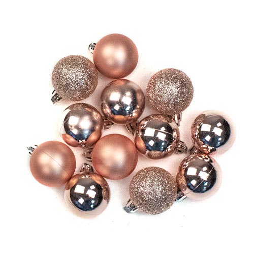 Christmas Celebrations Rose Gold 3.5cm Baubles 12 Pack RRP 4.99 CLEARANCE XL 3.99