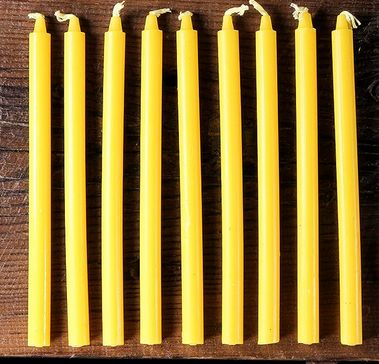 Redchocol8 Set Of 9 Thin Short Yellow Candles 13cm 8mm Wide RRP 5.99 CLEARANCE XL 4.99