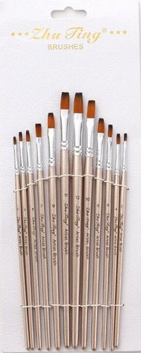 Zhu Ting Wooden Body 12 Paint Brush Set RRP 6.99 CLEARANCE XL 5.99