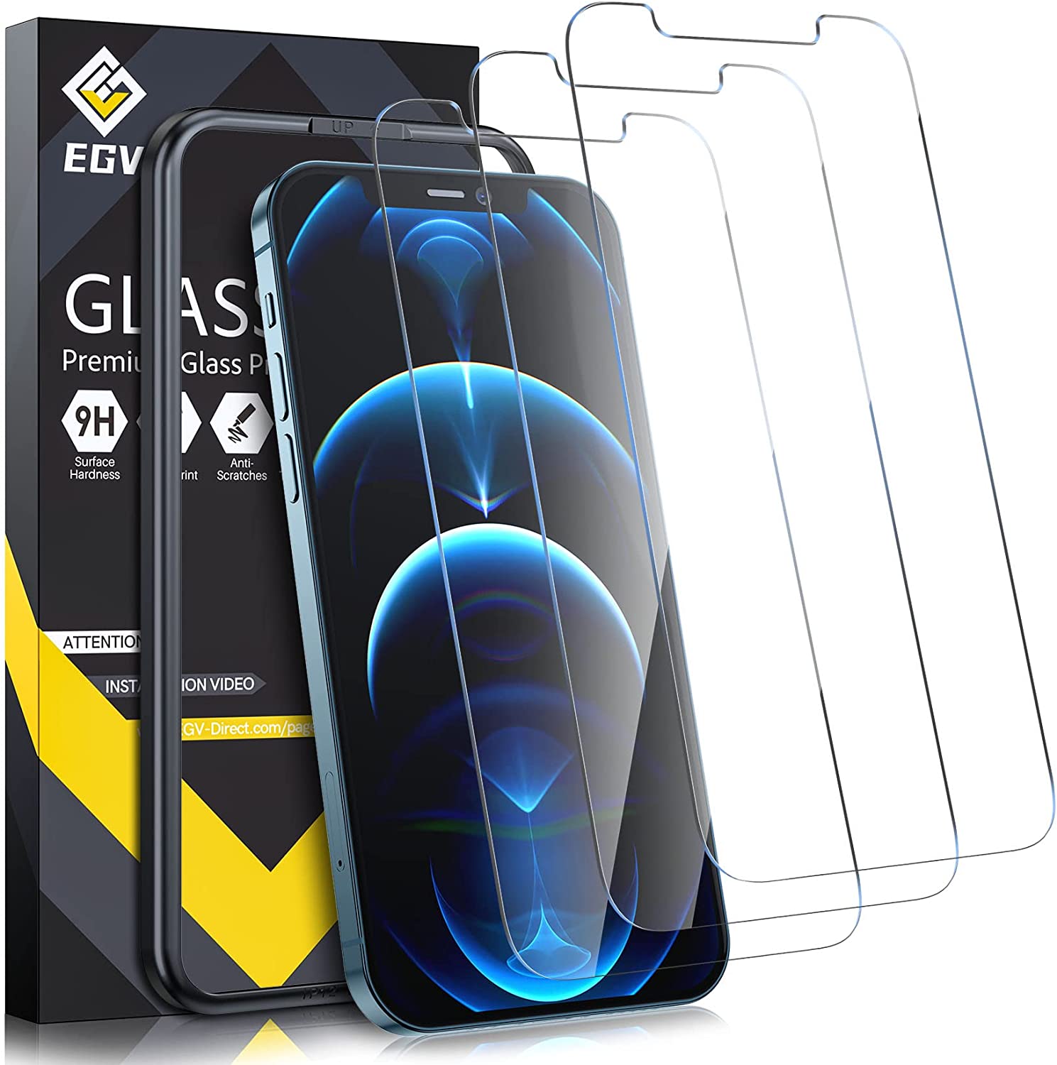 EGV 3+3 Tempered Glass Screen Protector Iphone 12 RRP 6.99 CLEARANCE XL 4.99