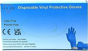YJX Ltd Disposable Vinyl Protective Gloves Medium Blue RRP 5.99 CLEARANCE XL 4.99