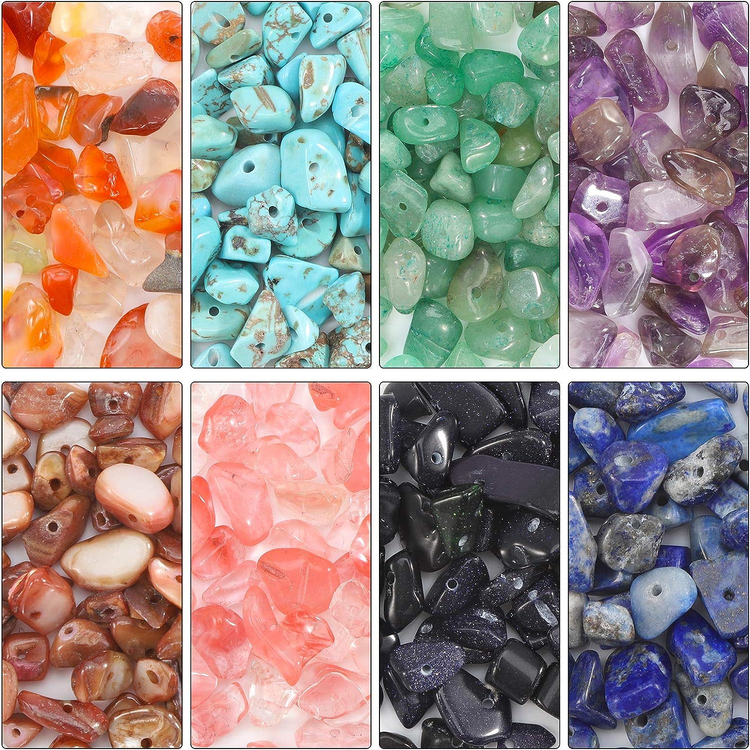 FRIUSATE Natural Chip Gemstone Beads DIY Bracelet Jewellery Making 3-5mm RRP 6.39 CLEARANCE XL 4.99