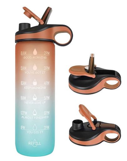 Opard 32oz Motivational Water Bottle with Straw & Time Marker to Drink RRP 9.99 CLEARANCE XL 7.99