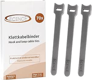 ECENCE Reusable Set of 70 Nylon Cable Ties Size 15 x 1.2cm Dark Grey RRP 4.90 CLEARANCE XL 2.99