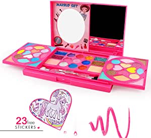 AMOSTING Kids Washable Makeup Sets for Girls 23 Pcs Make Up Toys & Mirror RRP 17.99 CLEARANCE XL 9.99