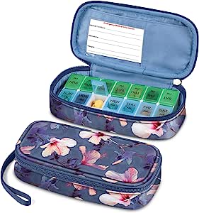 Fintie Finpac Weekly Pill Organiser Case Blooming Hibiscus RRP 14.99 CLEARANCE XL 10.99