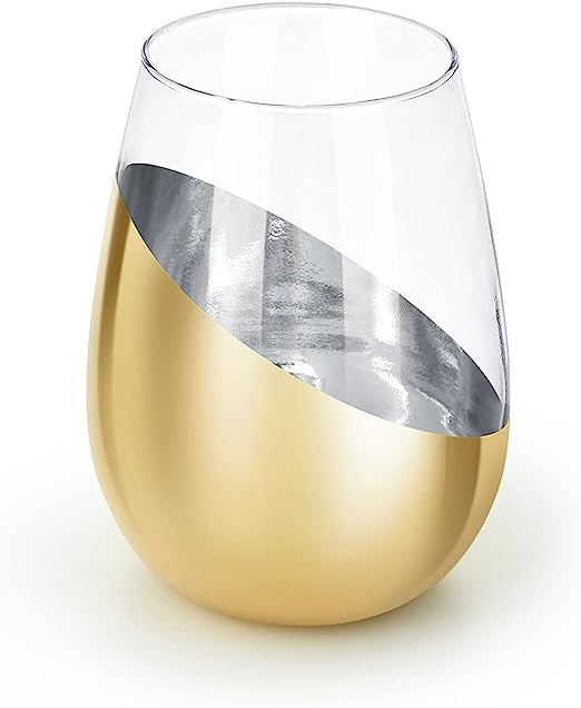 Lighsele Stemless Wine Glass 15oz With Metallic Plating RRP 13.99 CLEARANCE XL 9.99