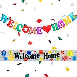 Deidentified 2 Pieces Welcome Home Banner Welcome Home Glitter Banner RRP 7.59 CLEARANCE XL 4.99