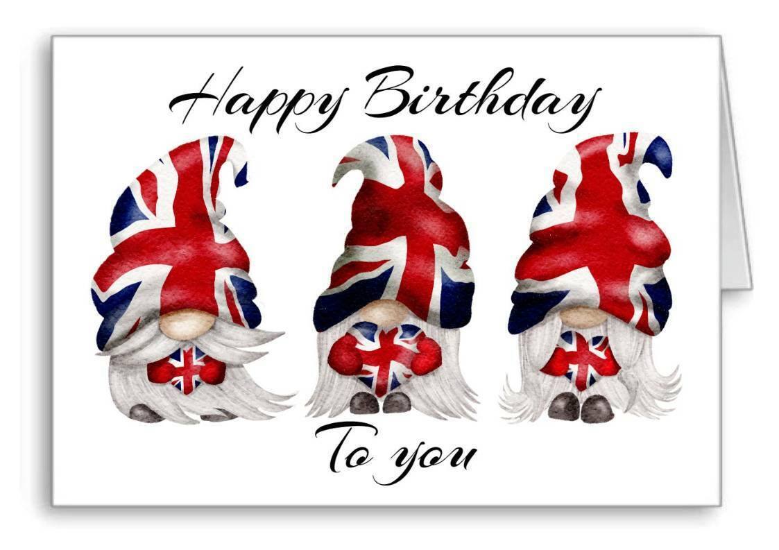 Gonk Gnome Union Jack Happy Birthday To You Card RRP 3.25 CLEARANCE XL 1.99