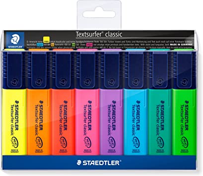 STAEDTLER 364 WP8 Textsurfer Classic Highlighter Pen - Assorted Colours 8 Pack RRP 7.99 CLEARANCE XL 5.99