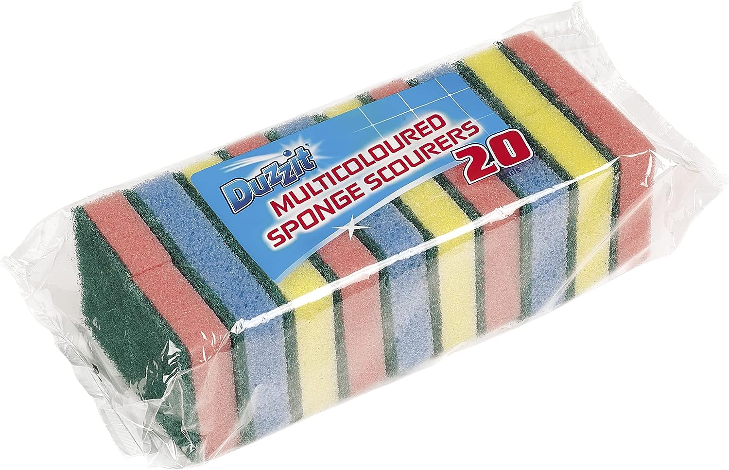 Duzzit Pack of 20 Multicoloured Sponge Scourers RRP 3.74 CLEARANCE XL 2.99