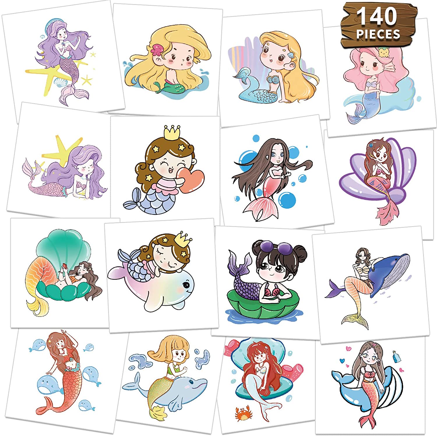 Metker Mermaid Kids Waterproof Temporary Tattoo Stickers 140Pcs RRP 6.88 CLEARANCE XL 99p