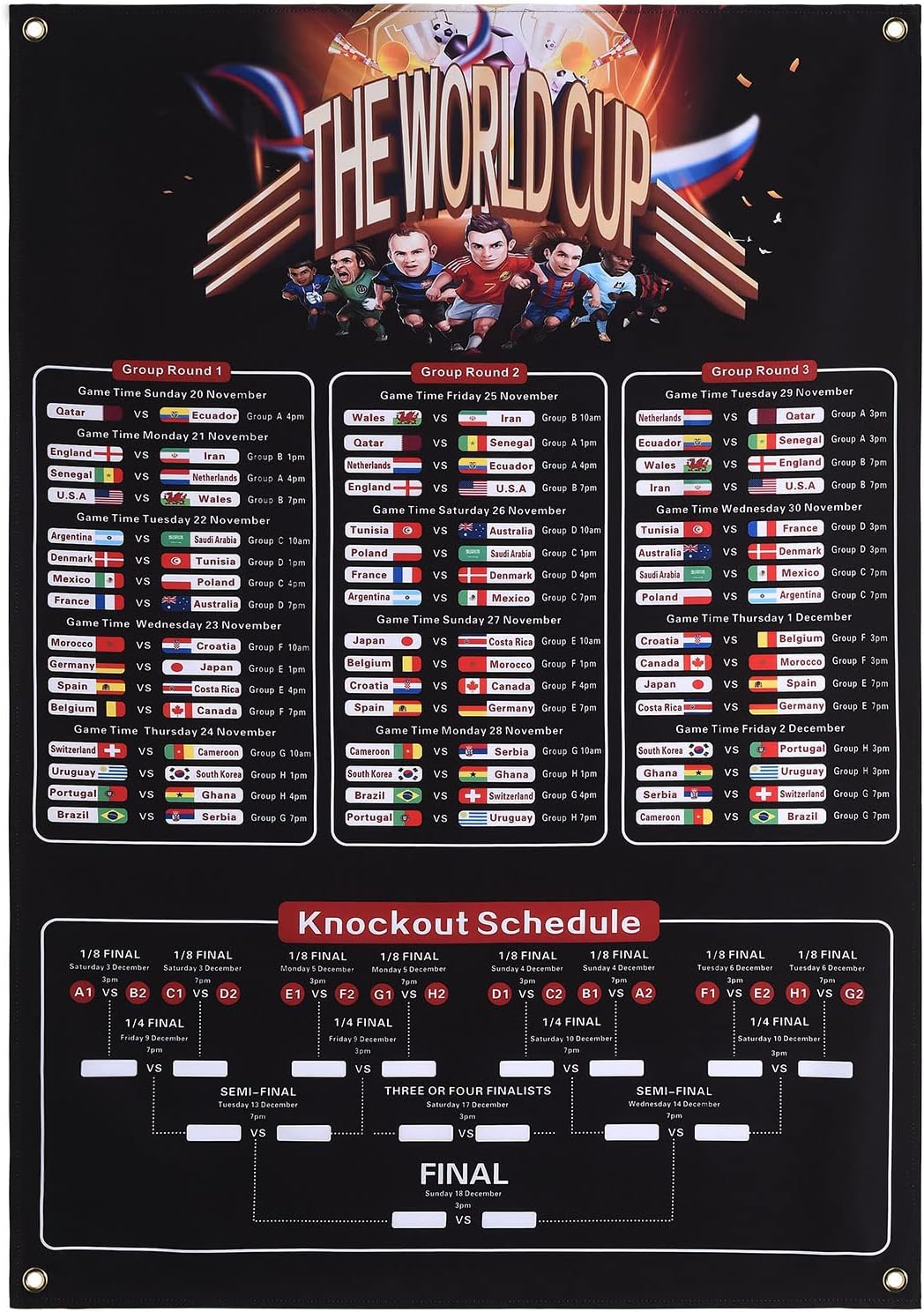 Comanlai World Cup Poster 2022 Quatar World Cup Wall Chart RRP 9.99 CLEARANCE XL 6.99
