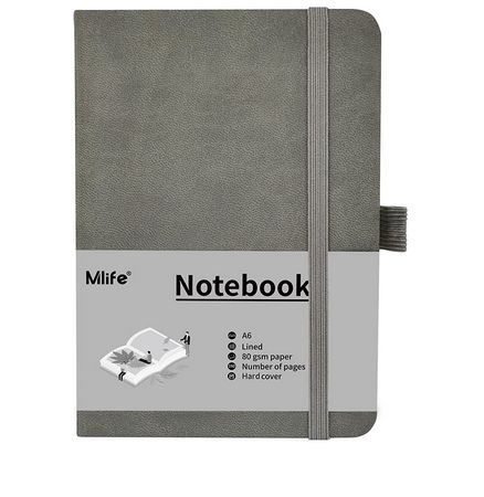 Mlife A6 Grey Notebook 200 Pages 3.9 x 5.5 Inches. RRP 3.99 CLEARANCE XL 2.99