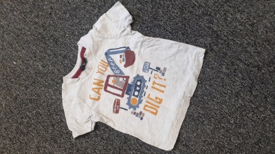 PRELOVED George ''Can You Dig It?'' Grey T-shirt 1.5-2 Yrs (86-92cm) RRP 4 CLEARANCE XL 2.49